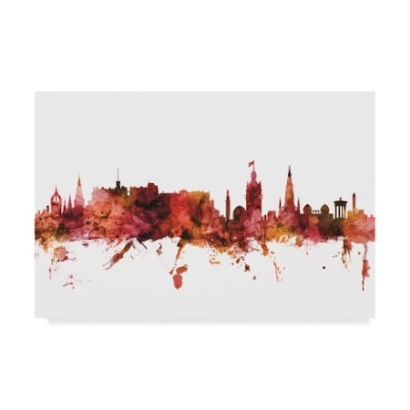 Michael Tompsett 'Edinburgh Scotland Skyline Red Ii' Canvas Art,30x47